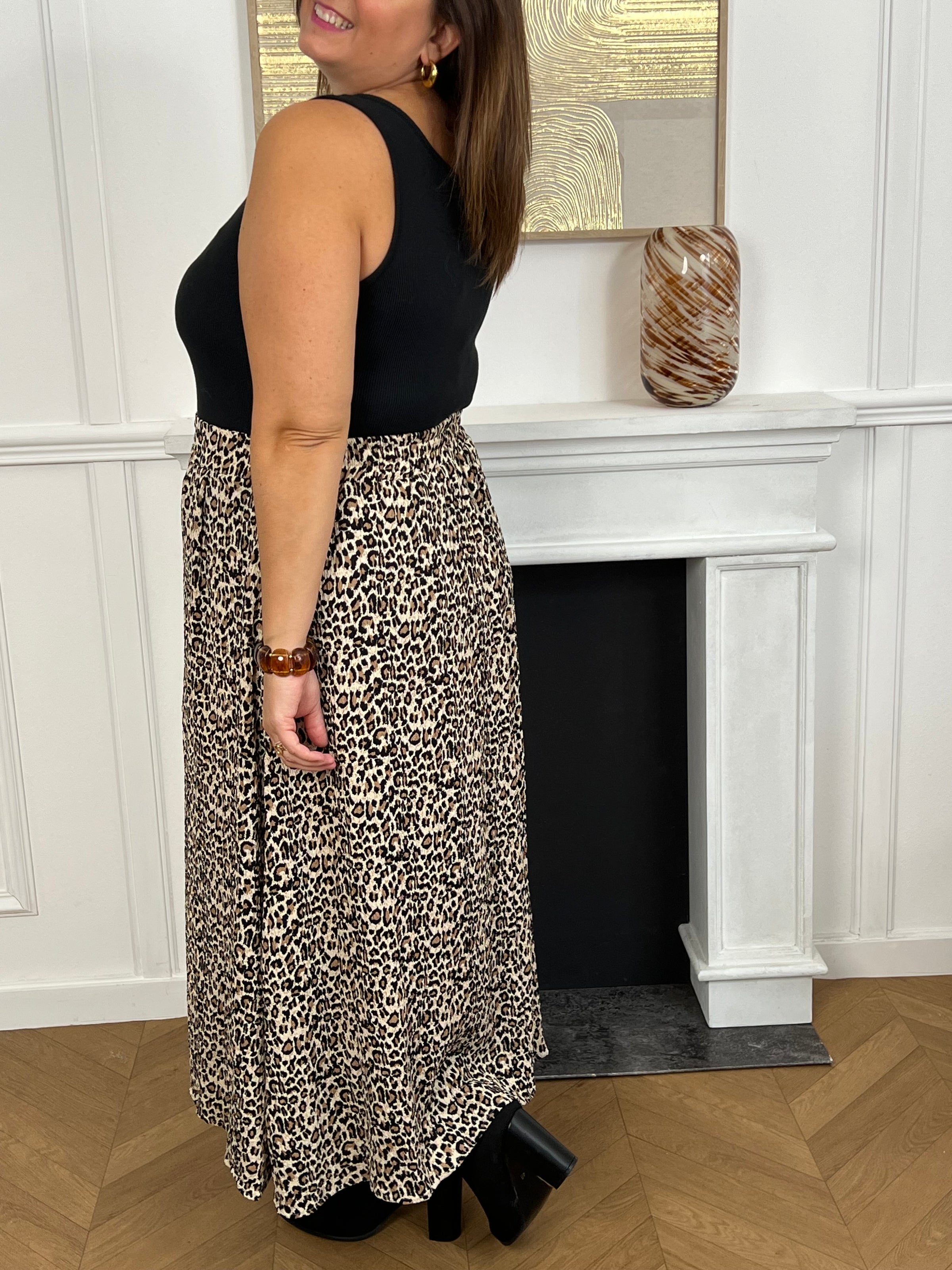 Jupe longue léopard grande taille : Carina