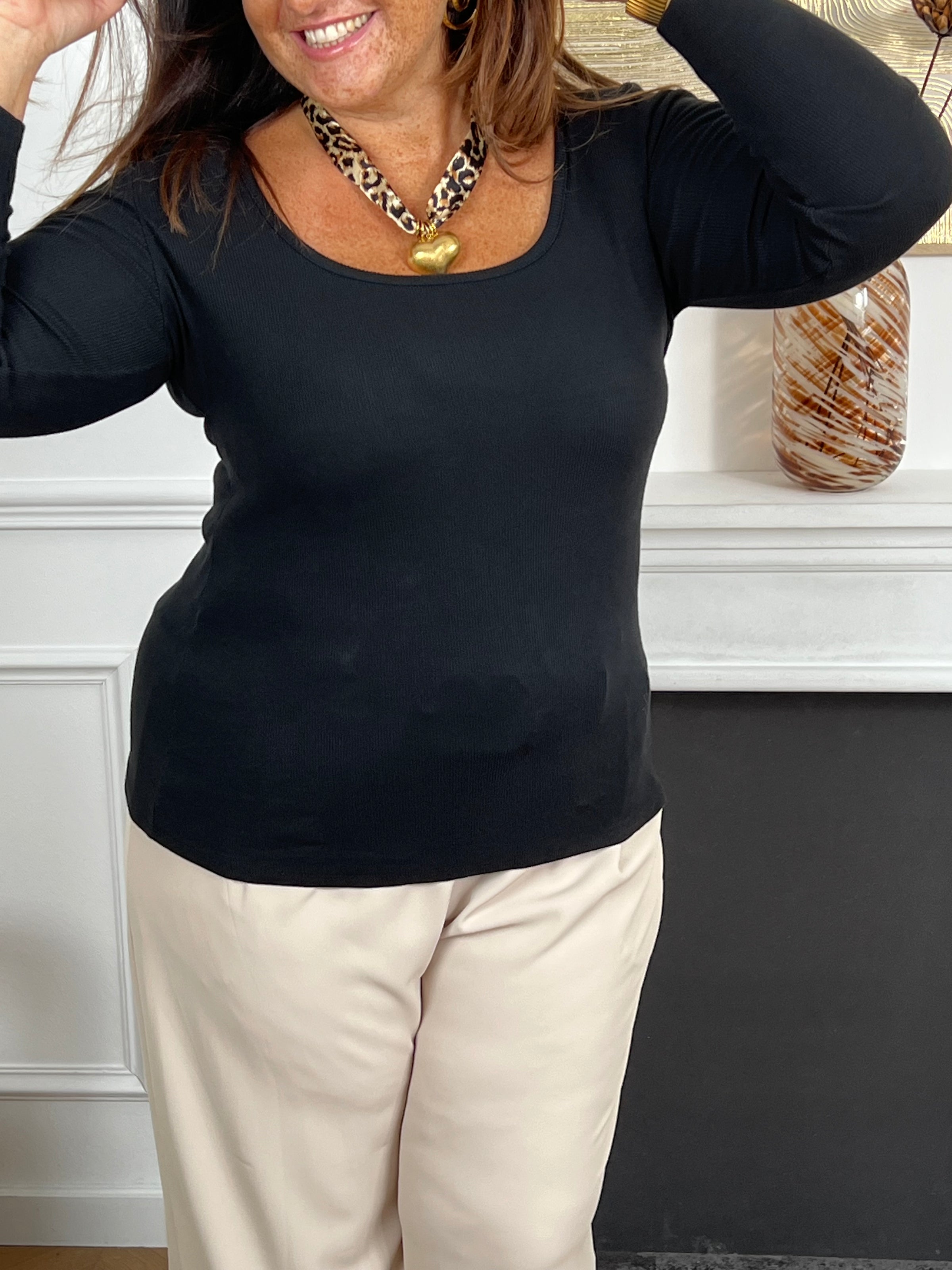 Top noir manches longues : Ana