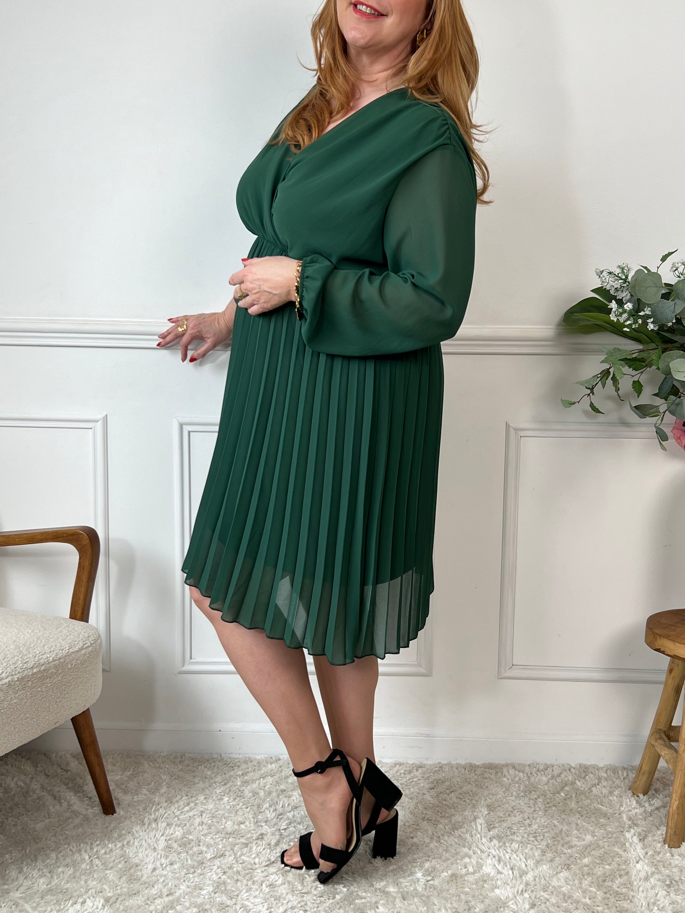 Robe courte verte Grande taille : Ophelie