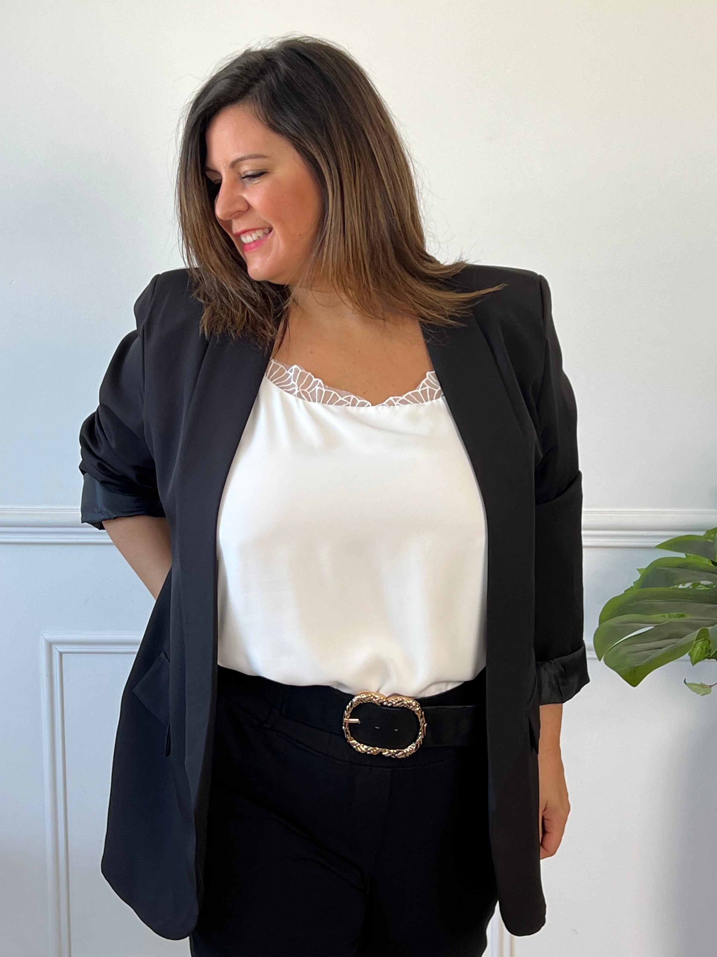 Top écru doublé grande taille : Leonia