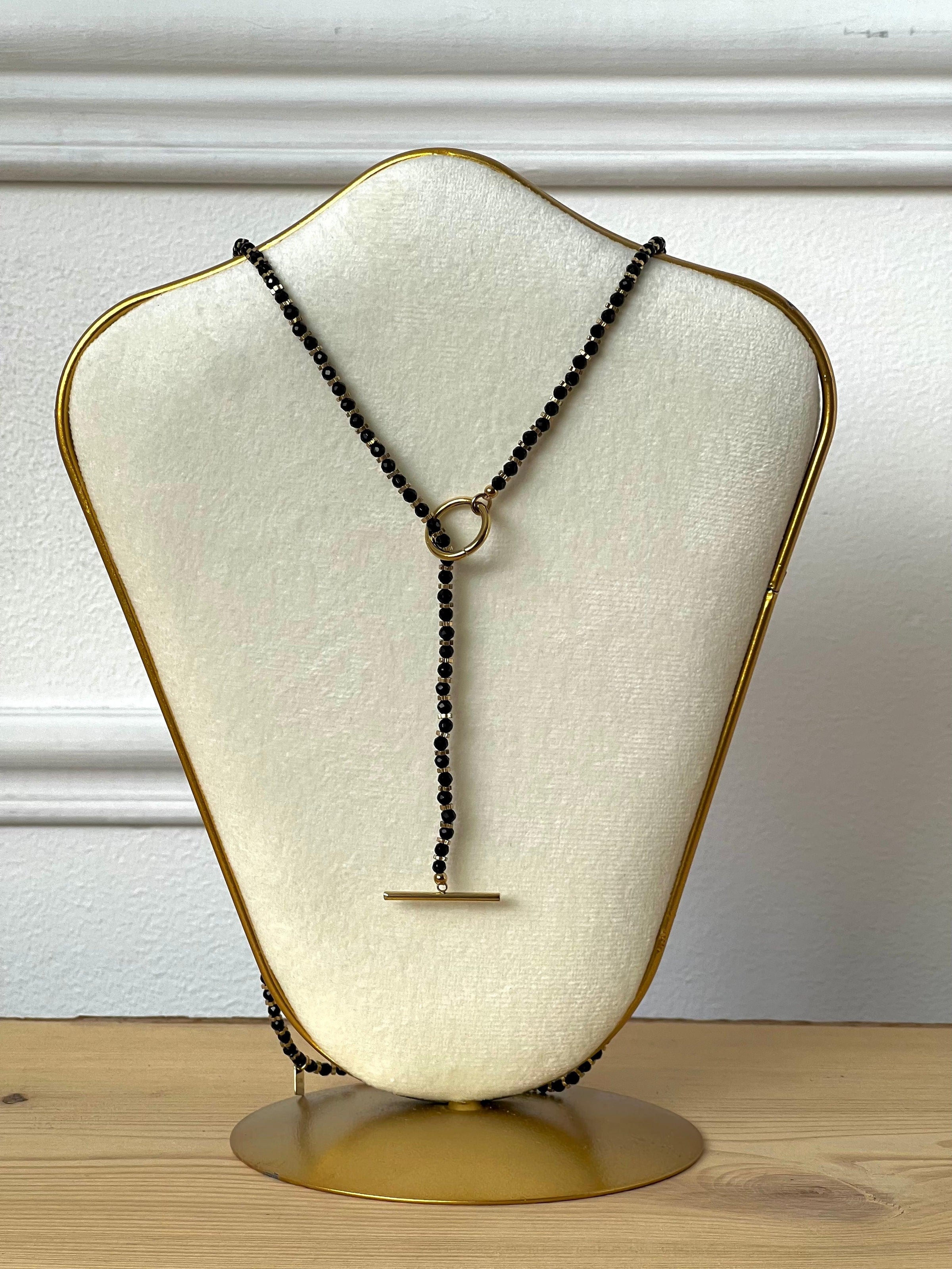Collier ajustable doré et noir : Alma - Loïcia