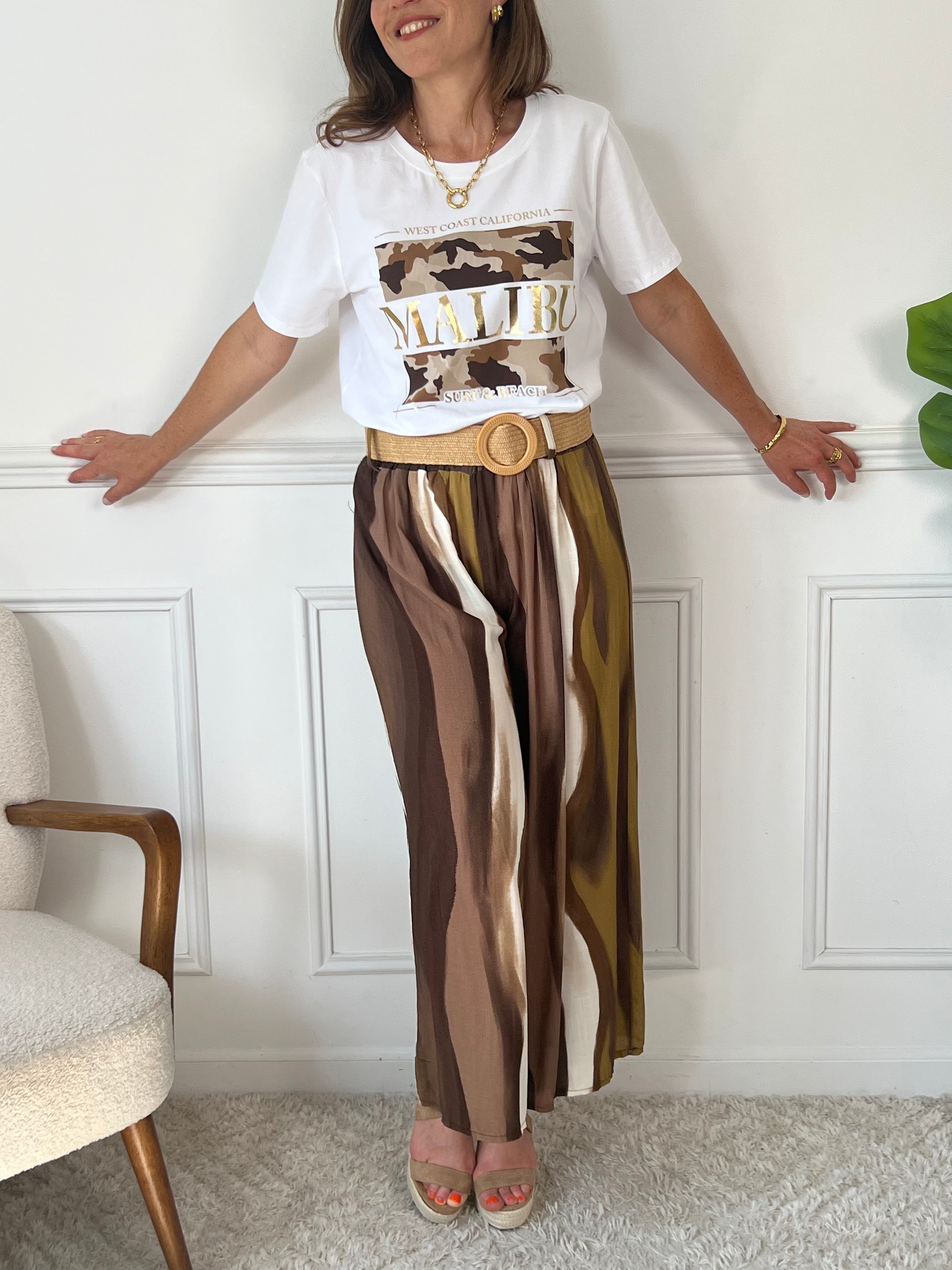 Pantalon fluide marron : Othelie