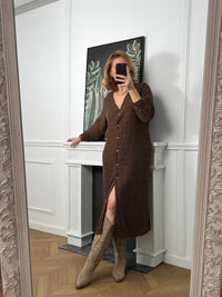 Robe longue marron en broderie : Venus