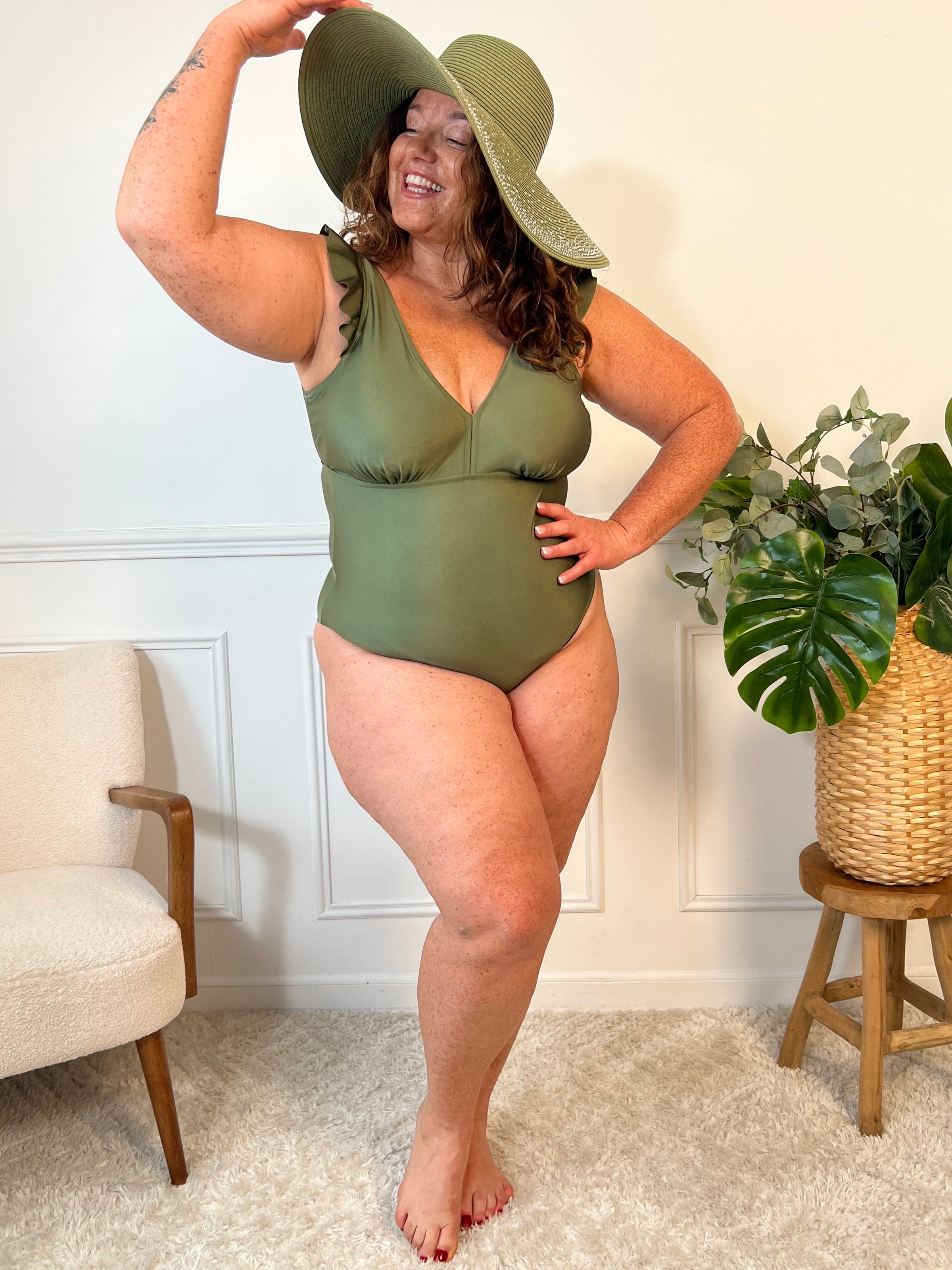 Maillot de bain 1 pièce kaki Curve : Leia