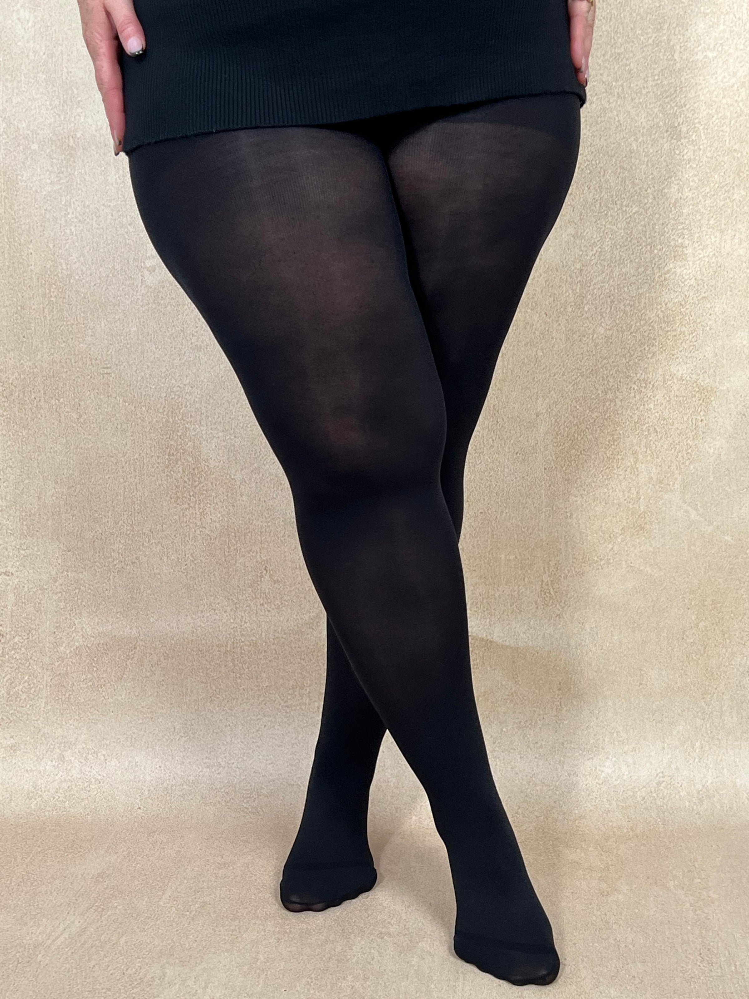 Collant noir opaque grande taille : Aedan