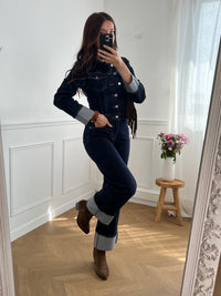 Combinaison en jean bleu foncé grande taille : Lona