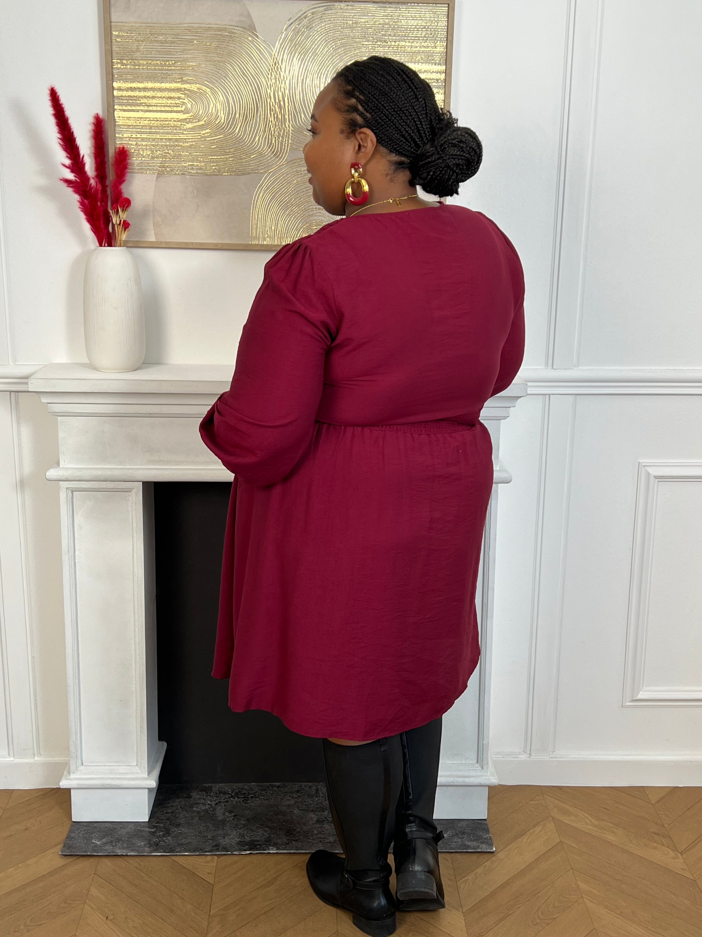 Robe courte prune grande taille : Alexandra