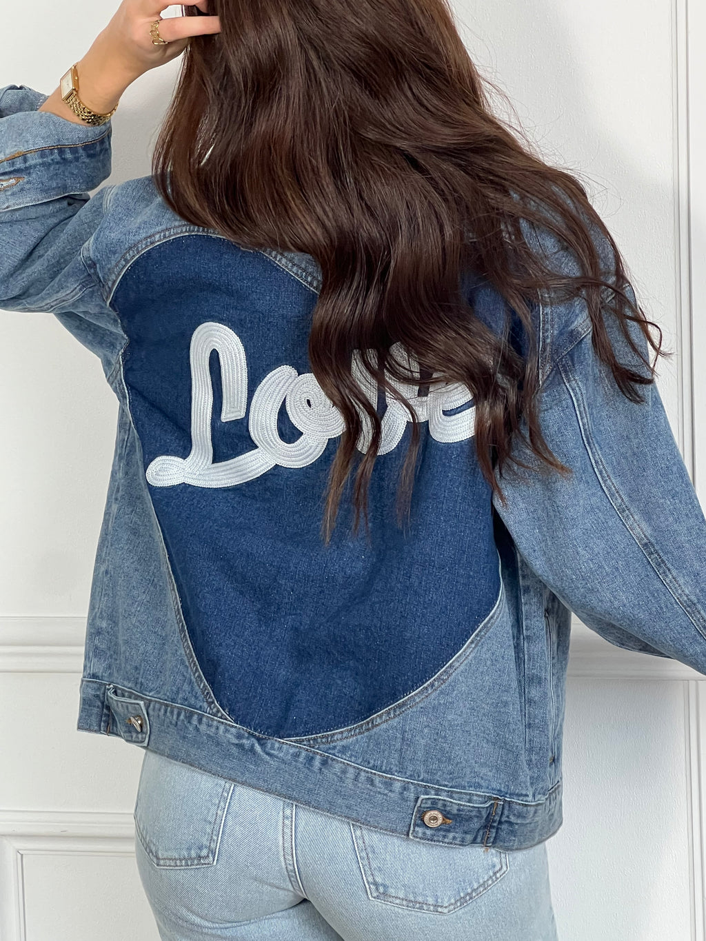 Veste En Jean AMO Femme Délavée Rayée TIC-TAC STRIPE Taille M - Denim 100% Coton - Neuf Avec étiquette (manque Un Bouton)