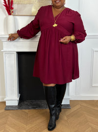 Robe courte prune grande taille : Alexandra