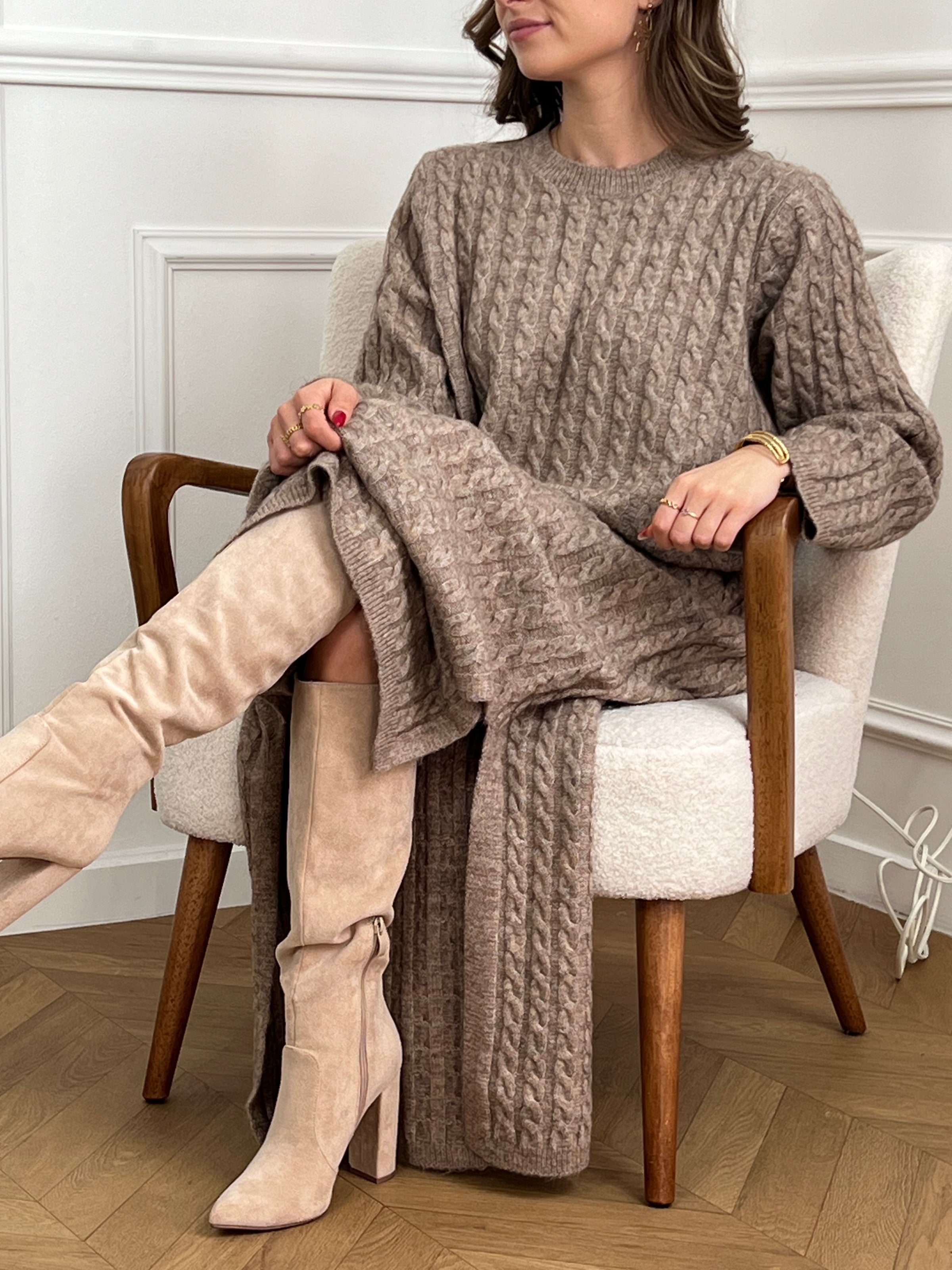 Robe pull taupe : Erika - Loïcia