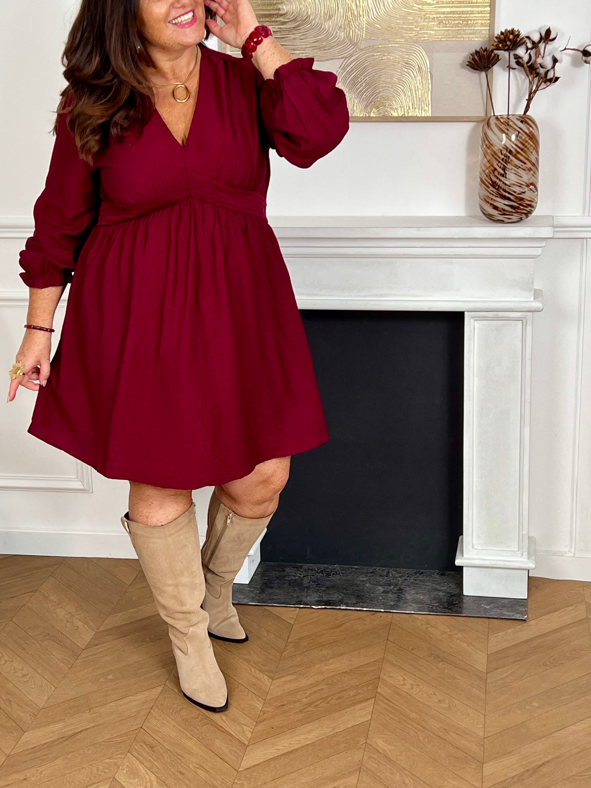 Robe courte prune grande taille : Alexandra