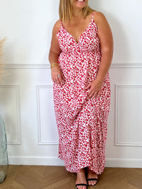 Robe longue rouge à motifs Grande taille : Djena