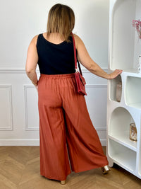 Pantalon terracotta grande taille : Eloane