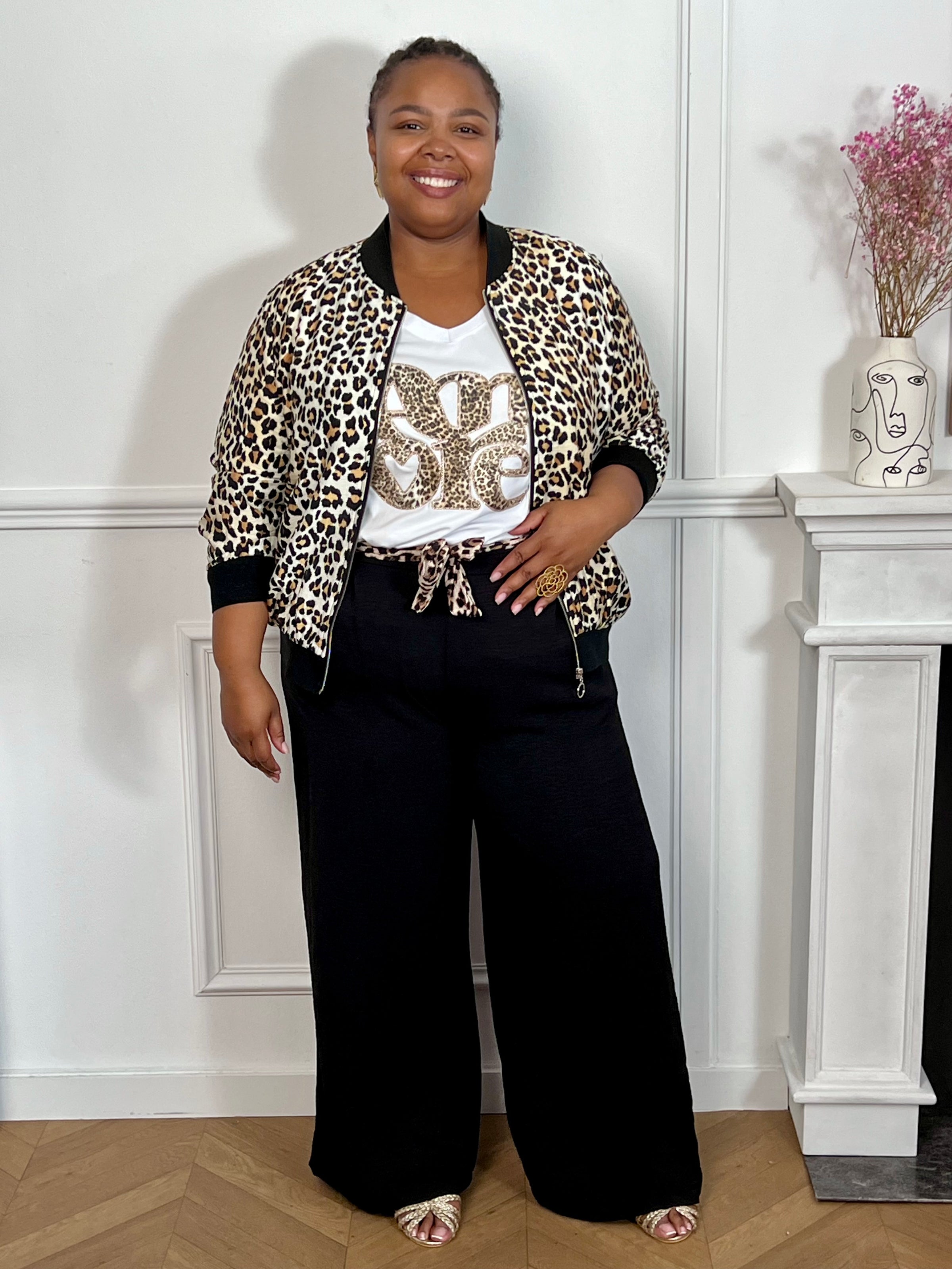 Pantalon fluide noir grande taille : Karoline