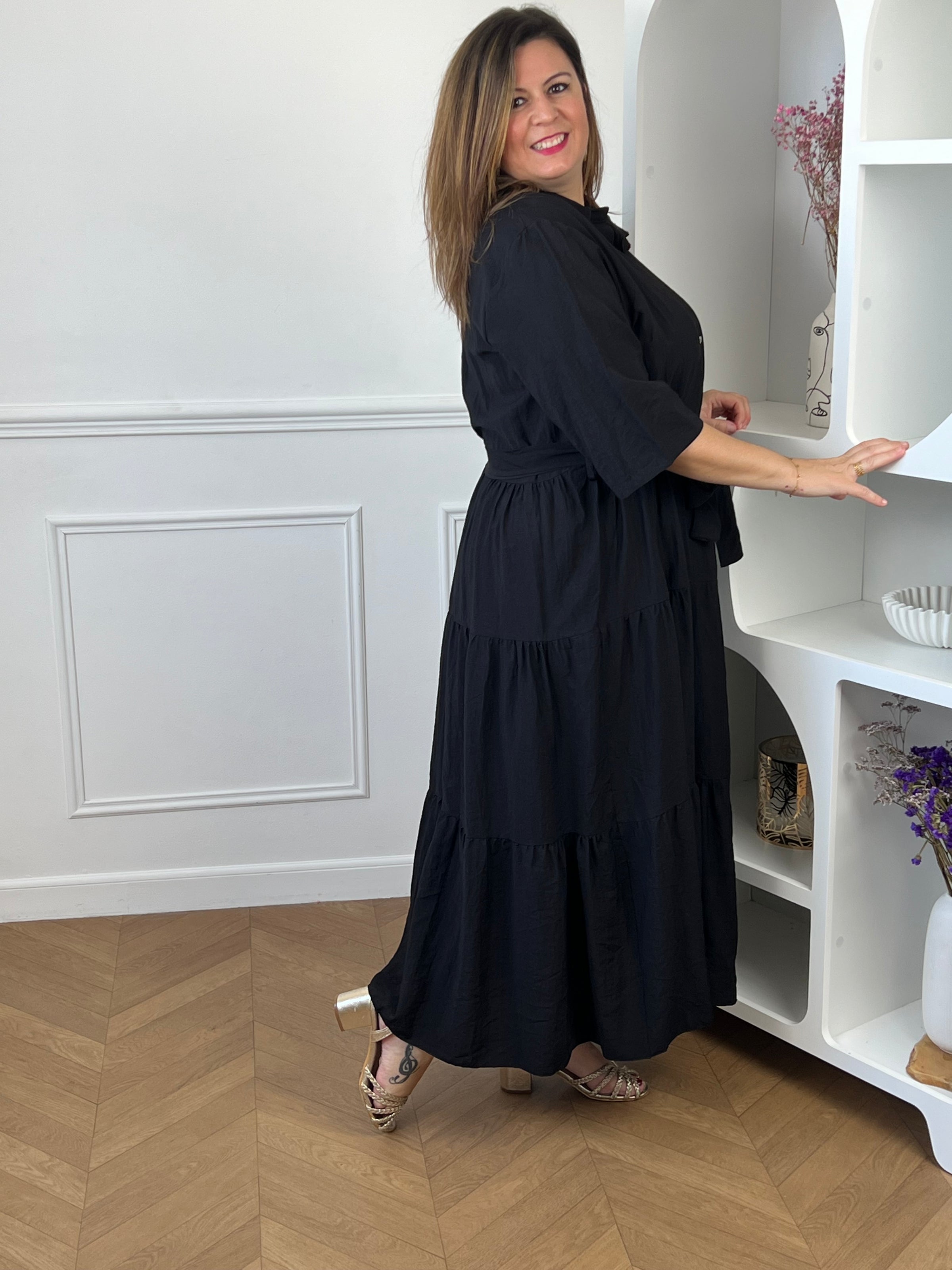 Robe longue noire grande taille : Emie