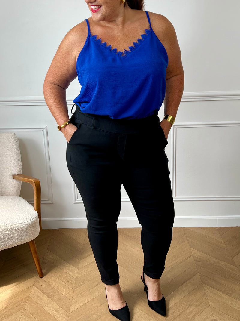 Top bleu grande taille : Alexina