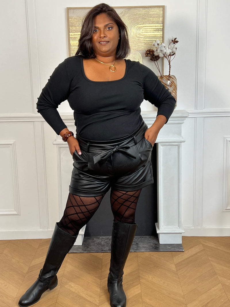 Short en simili noir grande taille : Nina