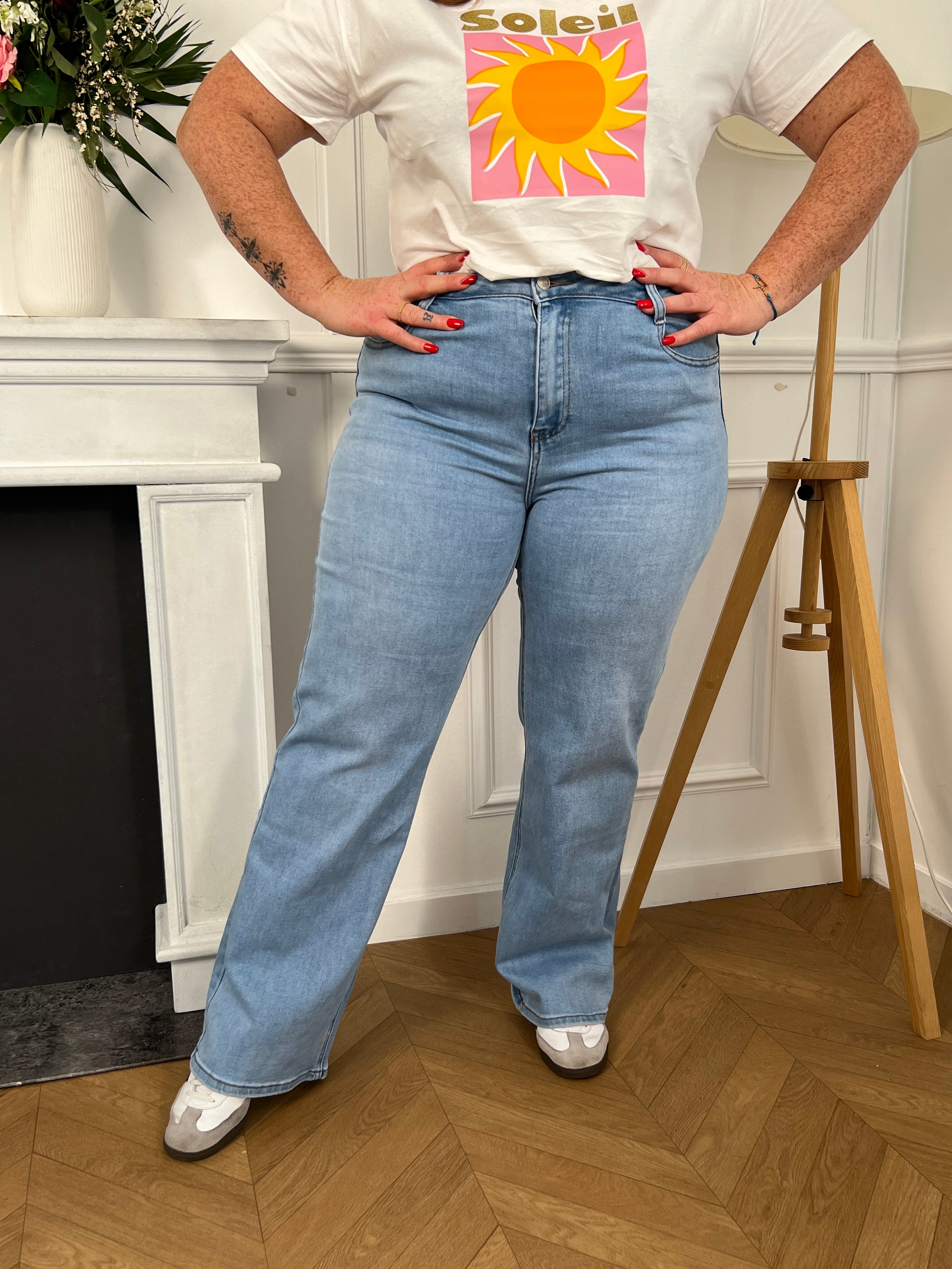 Wide Leg Jeans Femme Ronde Taille Haute Jean Wide Legs Taille