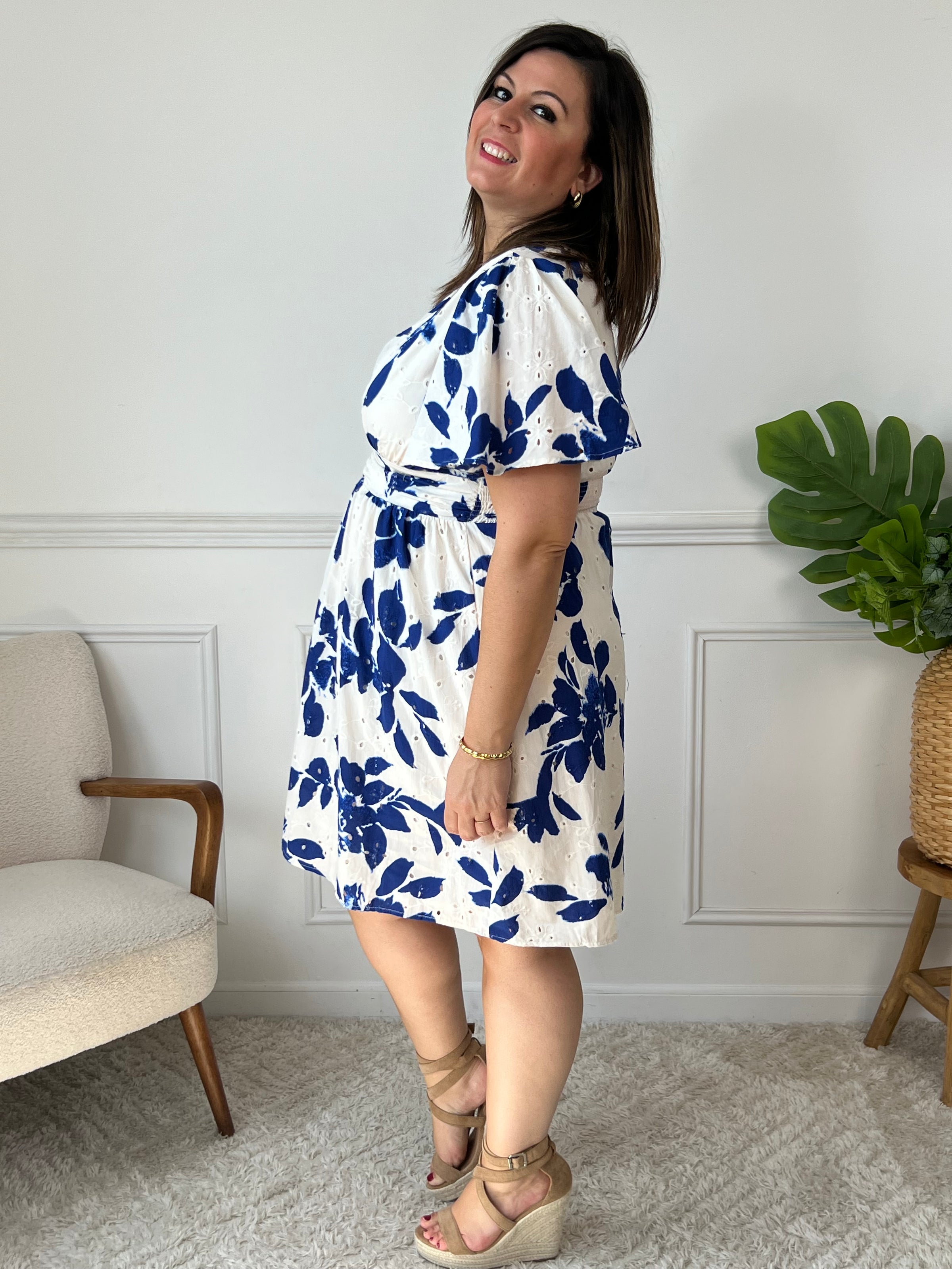 Robe courte à motifs grande taille : Christelle