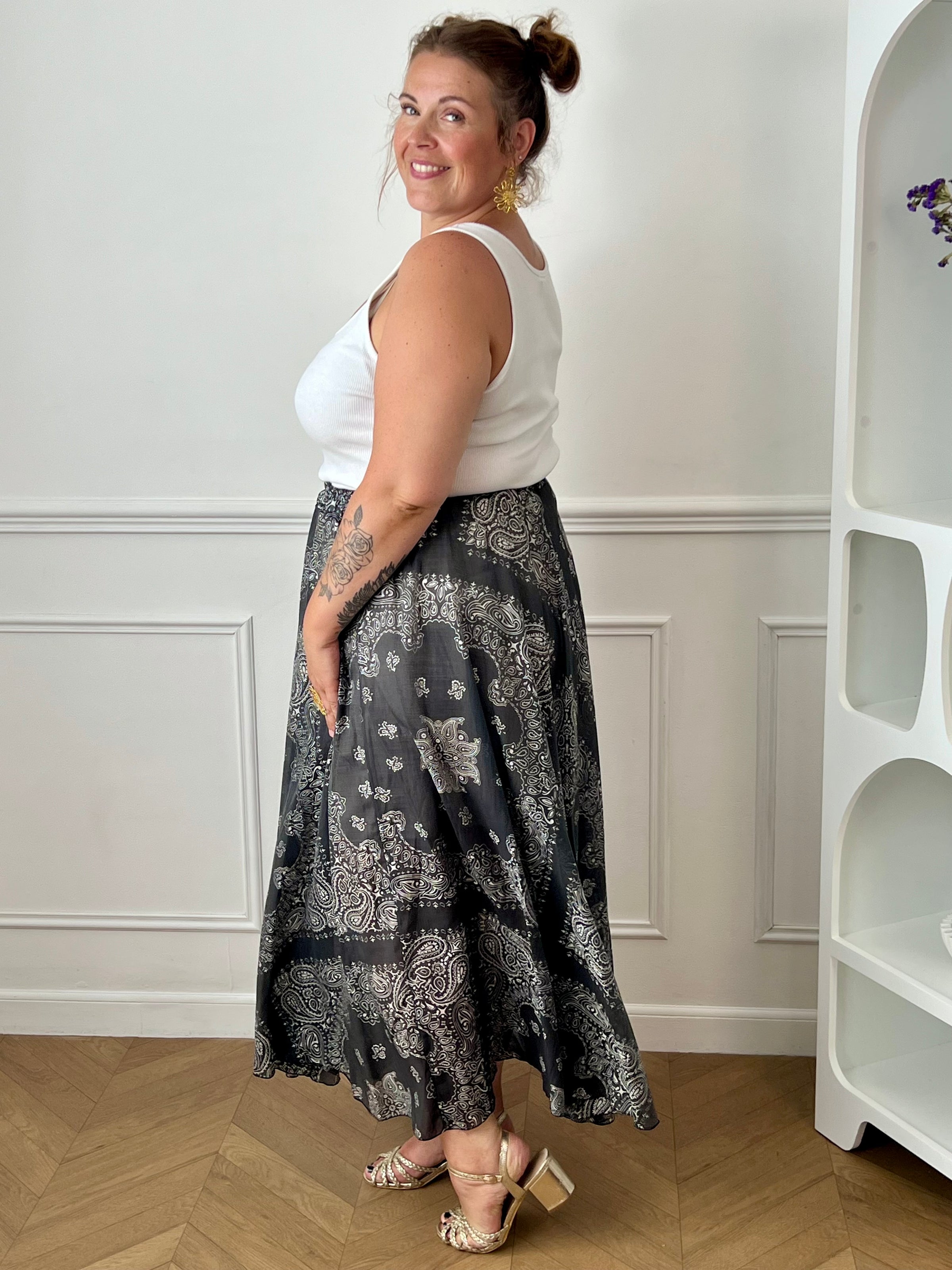 Jupe grise à motifs grande taille : Nova