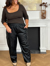 Cargo simili noir grande taille : Jade