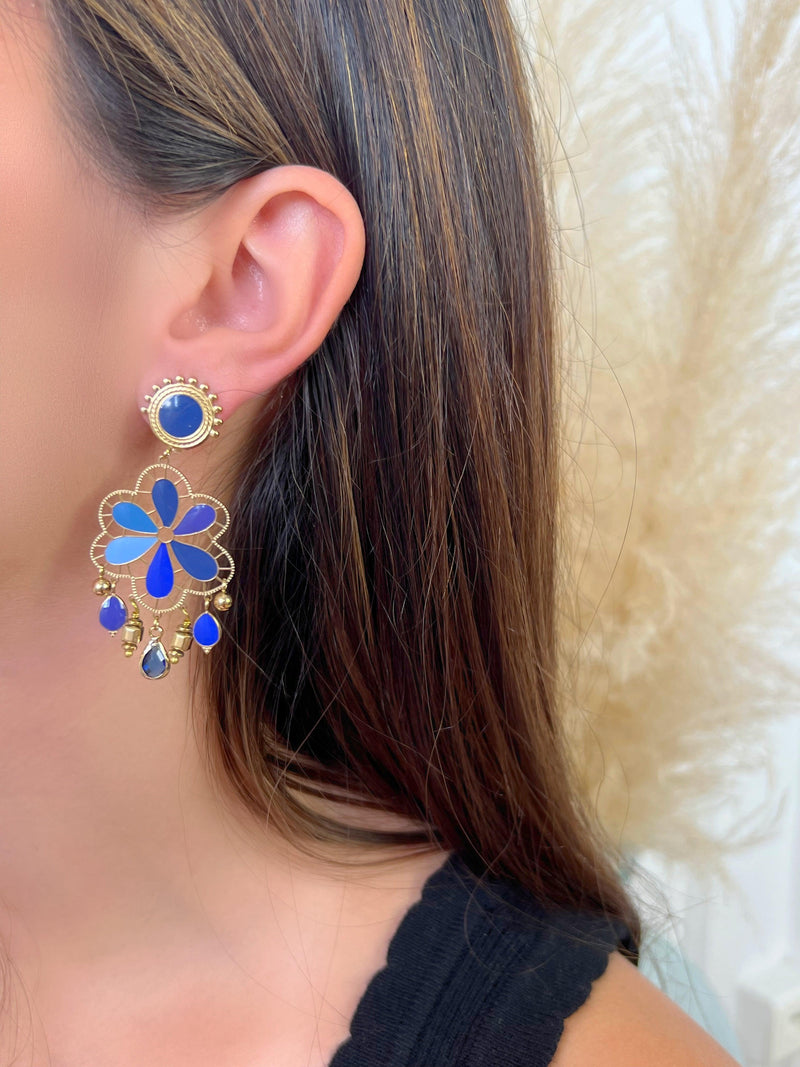 Boucles d'oreilles bleues à clip : Ziria - Loïcia