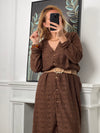 Robe longue marron en broderie : Venus