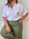 Chemise écrue avec détail palmier en gaze de coton : Vaima