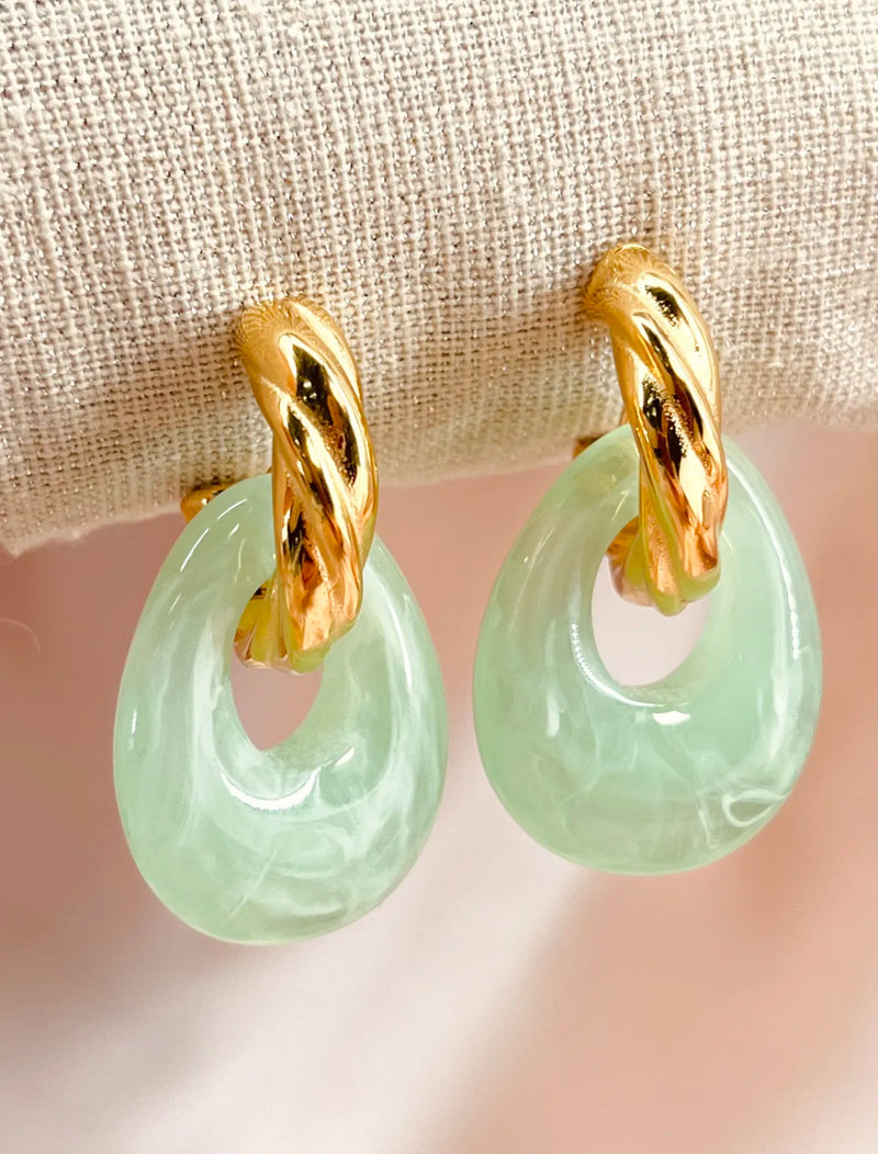 Boucles d'oreilles dorées et jade : Inso