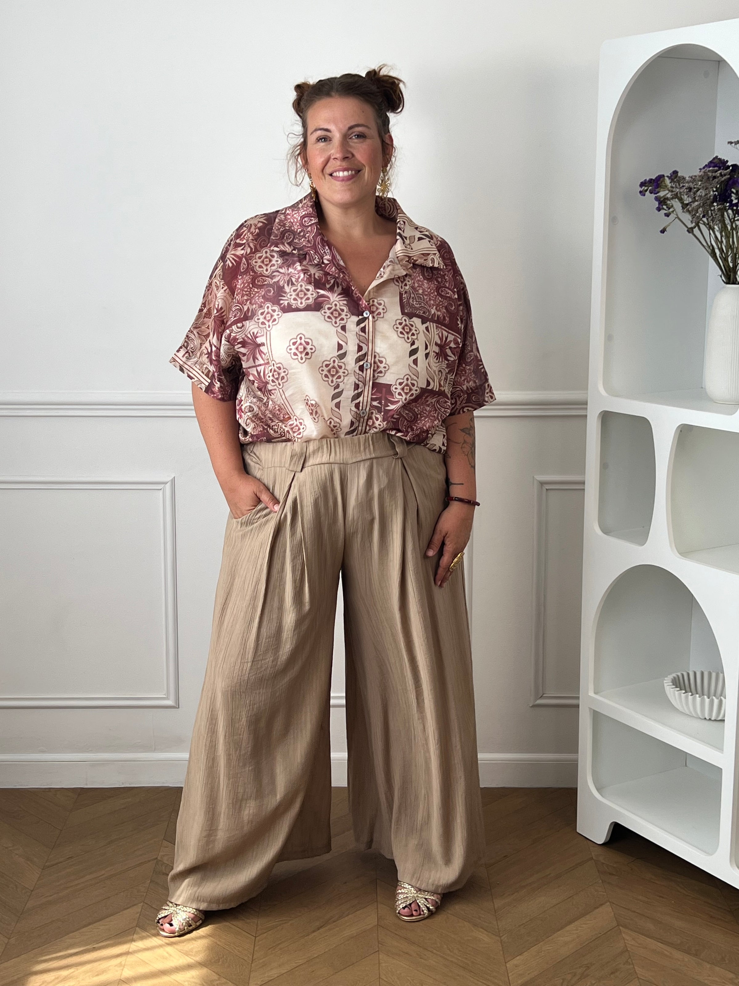 Chemise bordeaux à motifs grande taille : Thalia