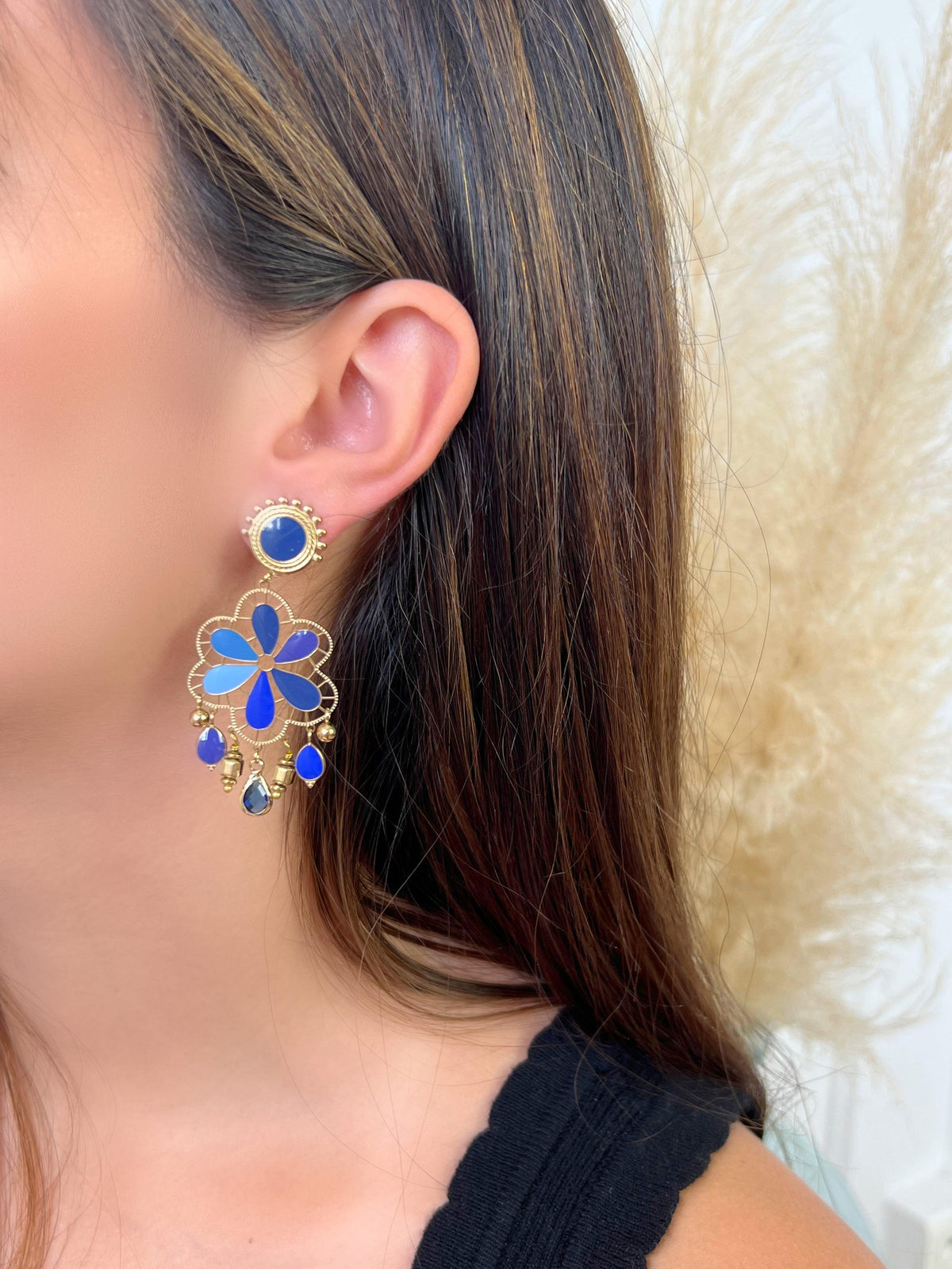 Boucles d'oreilles bleues à clip : Ziria - Loïcia