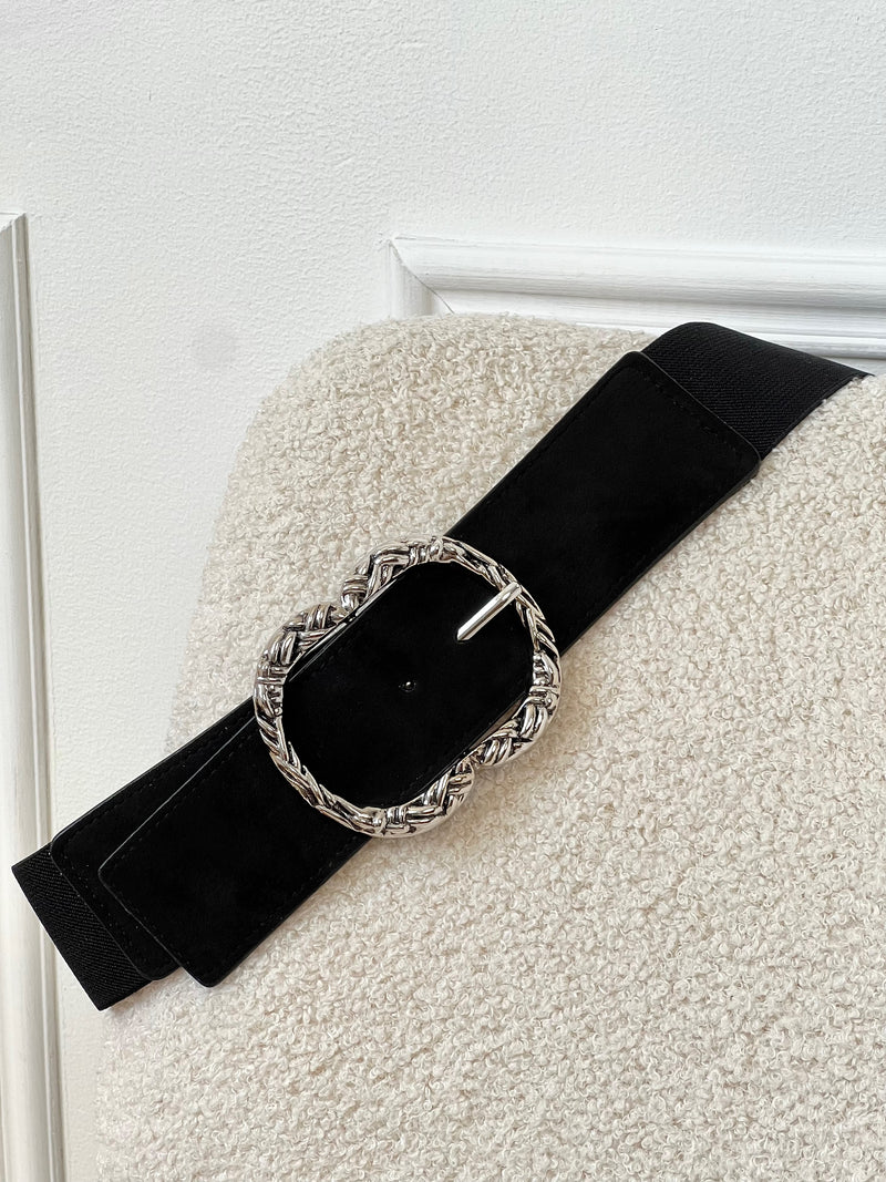 Ceinture noire boucle argentée Curve : Nala