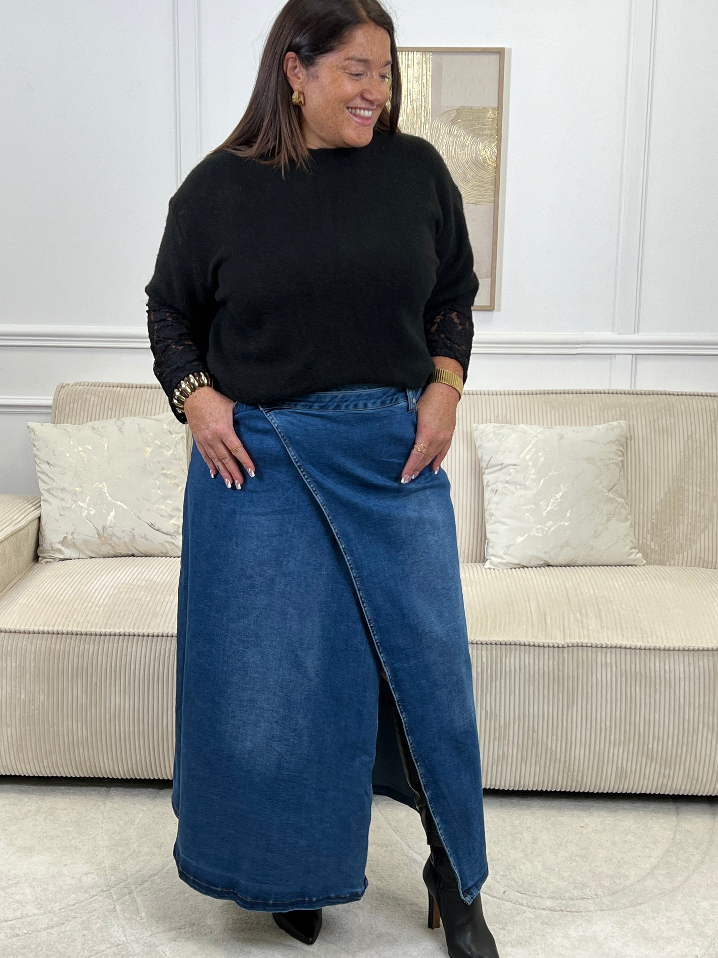 Jupe longue en jean grande taille : Opale