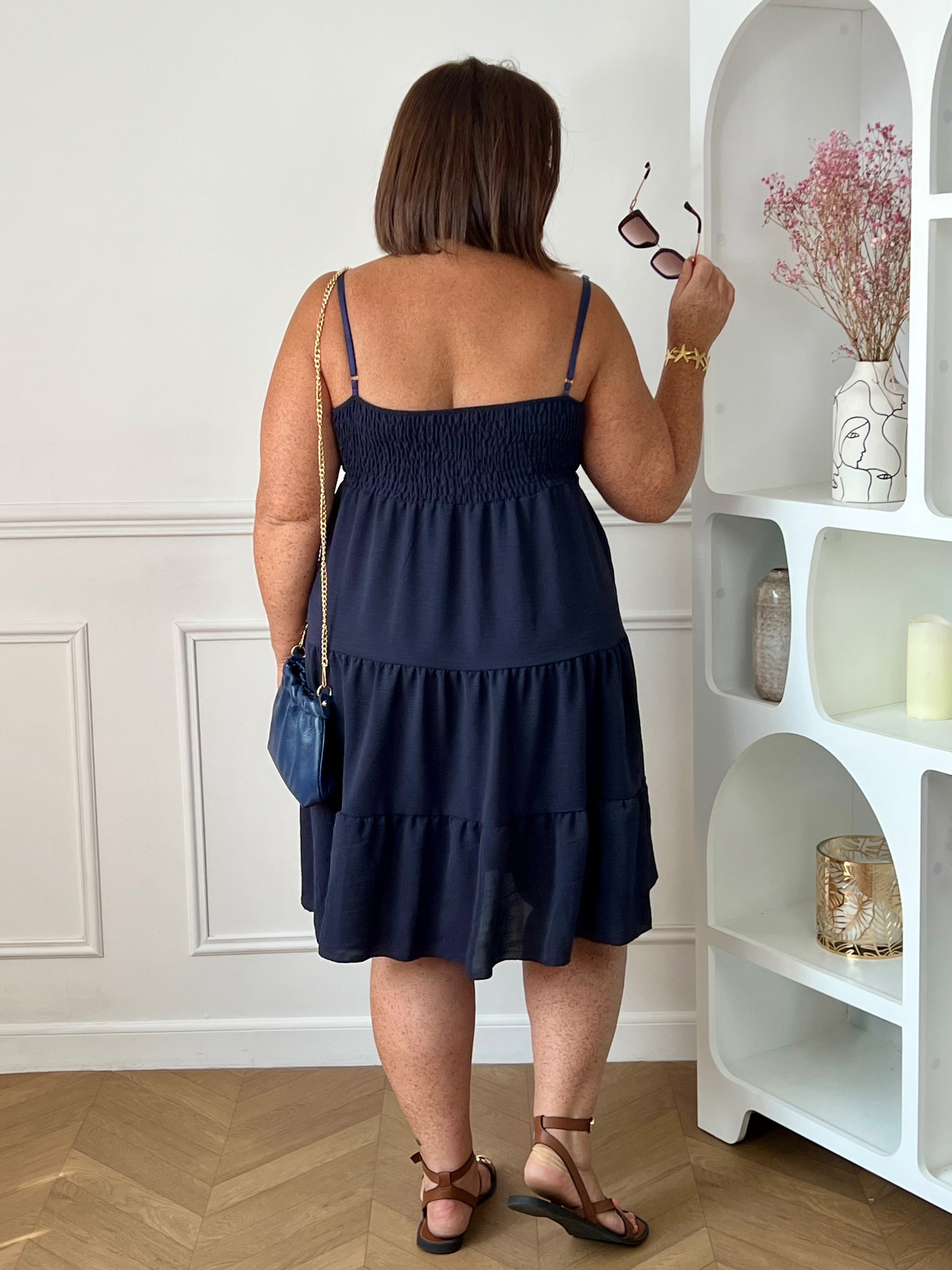 Robe courte bleu marine grande taille : Loetitia