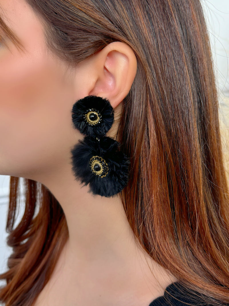 Boucles d'oreilles noires : Plumio - Loïcia
