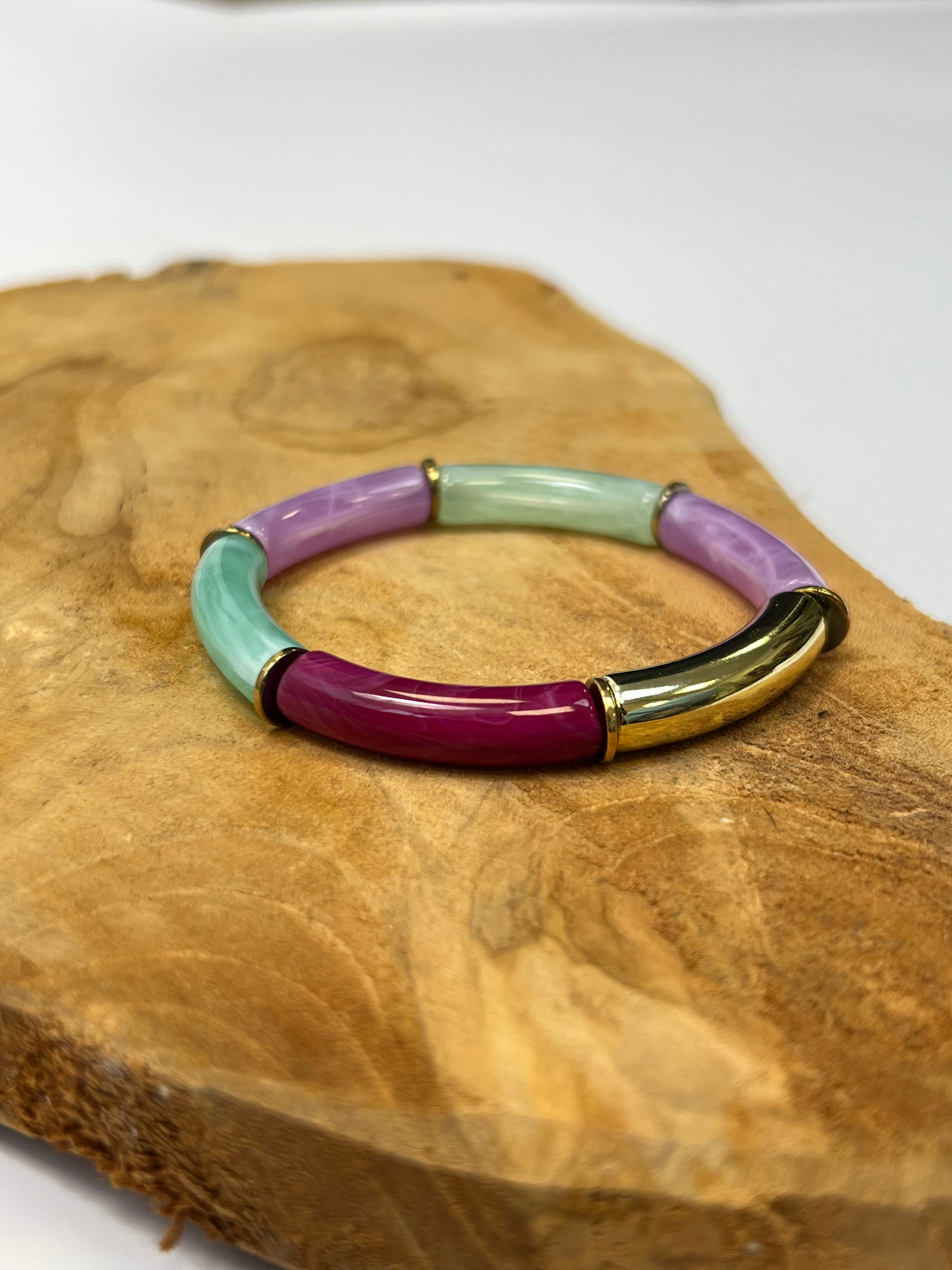 Bracelet vert d'eau et violet : Isabeau