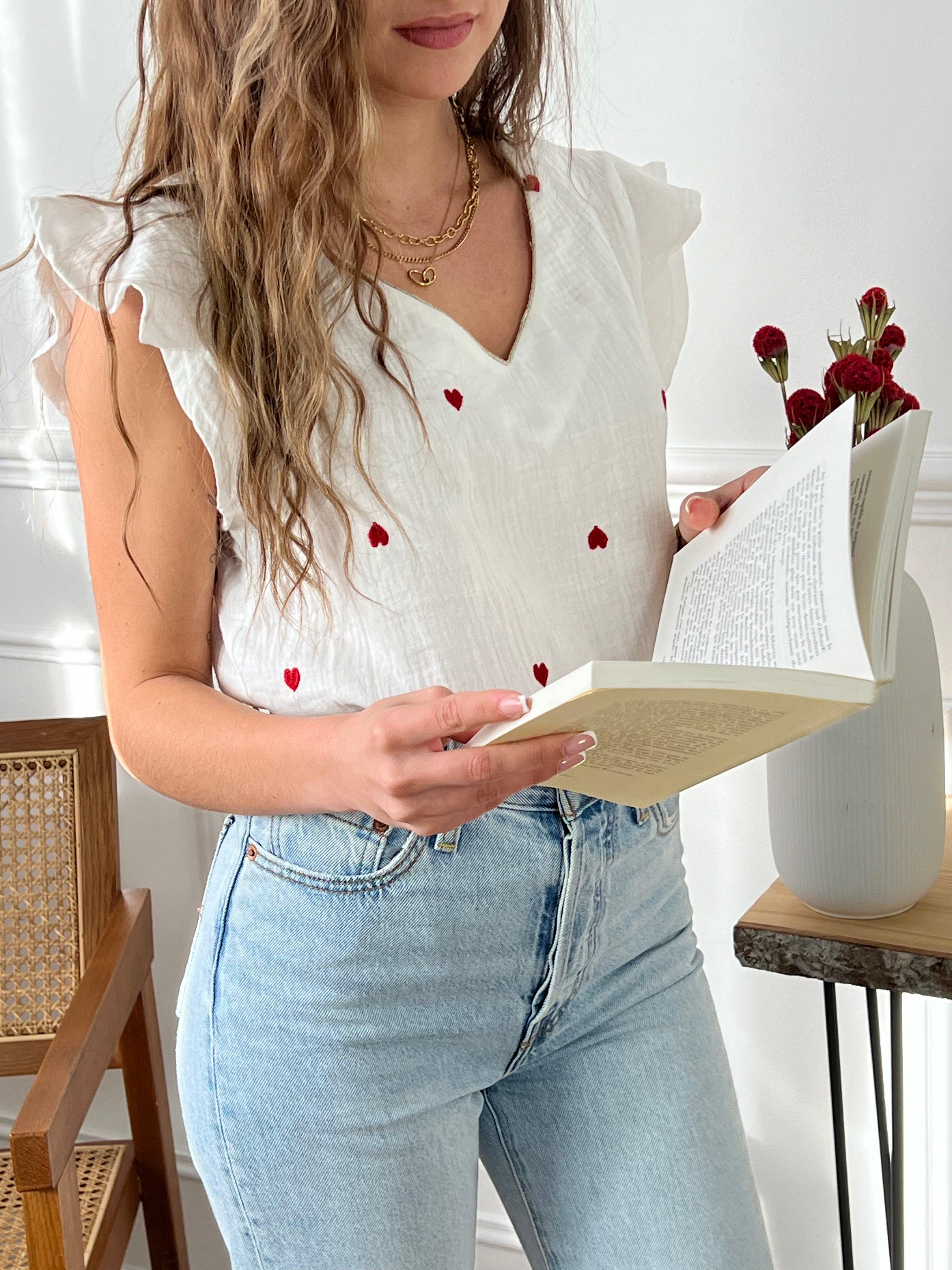 Blouse blanche en gaze de coton Sacha