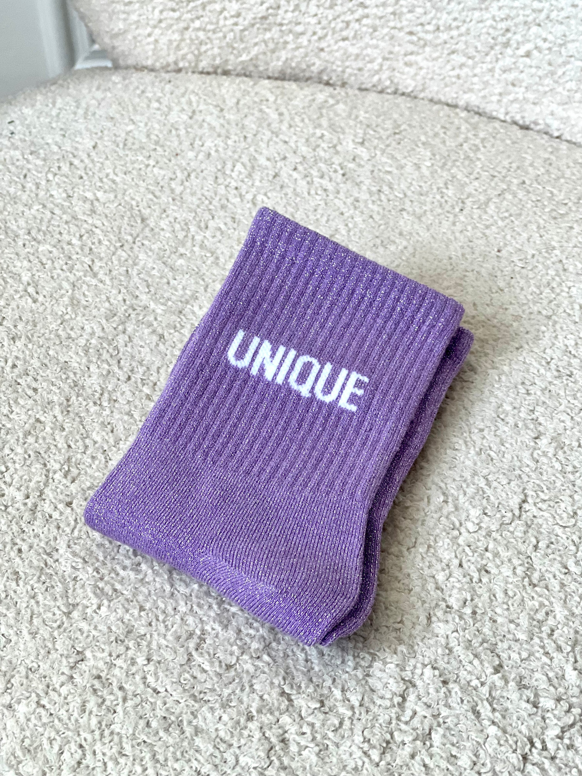 Shiny purple socks: Unique