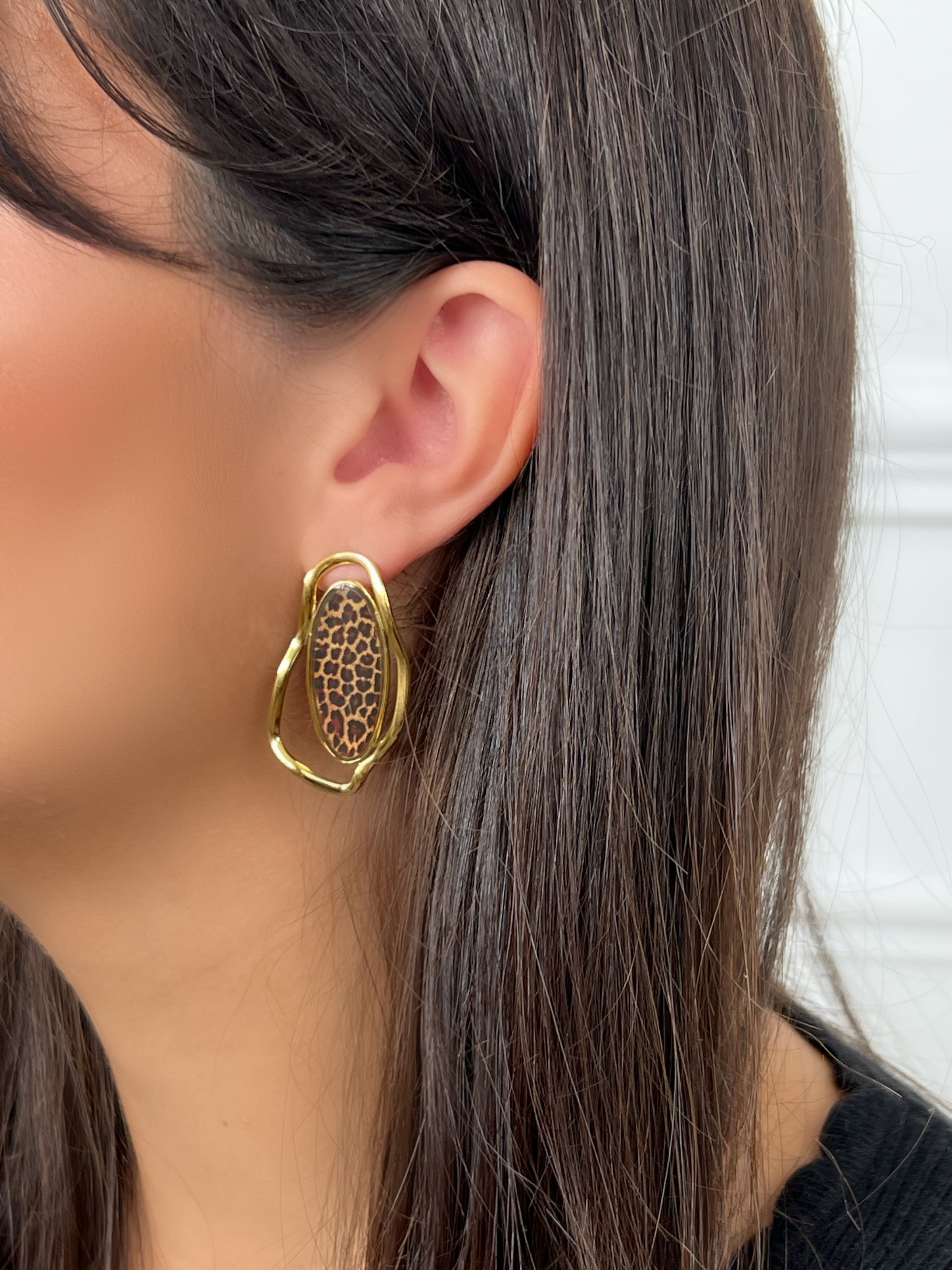 Boucles d'oreilles dorées et léopard : Izia