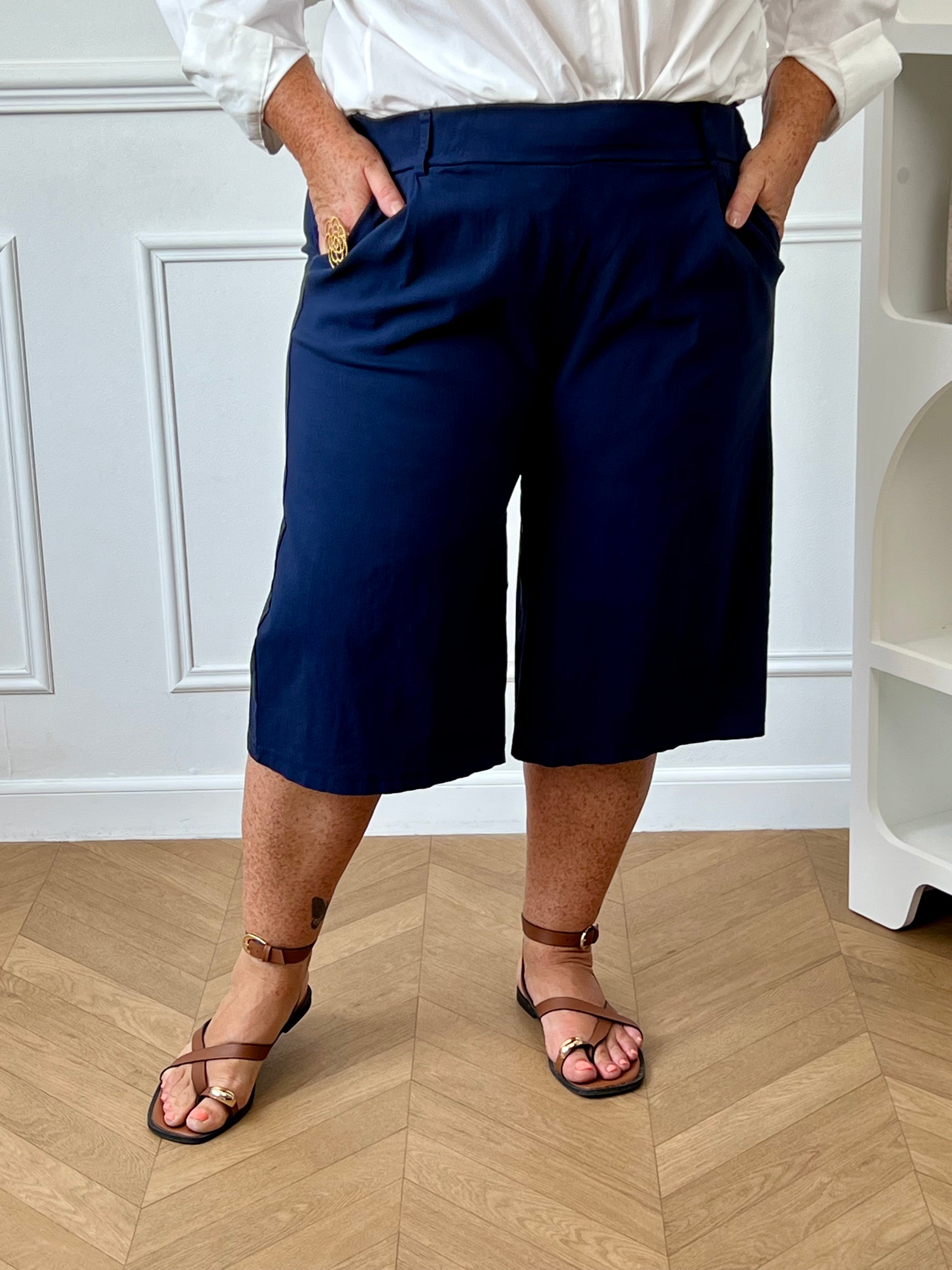Bermuda bleu grande taille : Lounya