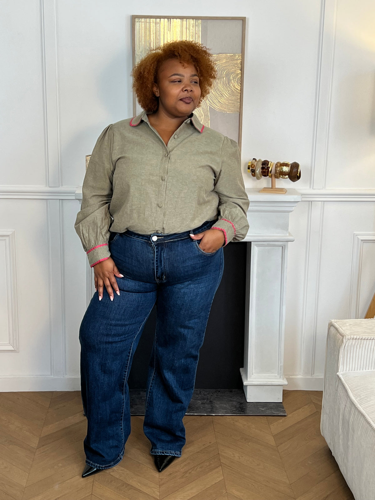 Chemise kaki grande taille : Suzie
