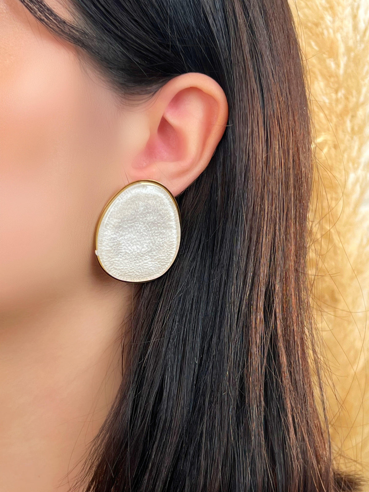 Boucles d'oreilles beige : Oria - Loïcia