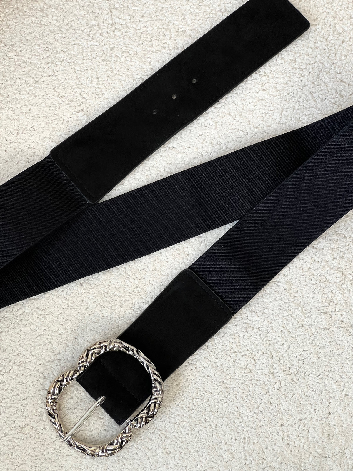 Ceinture noire boucle argentée Curve : Nala