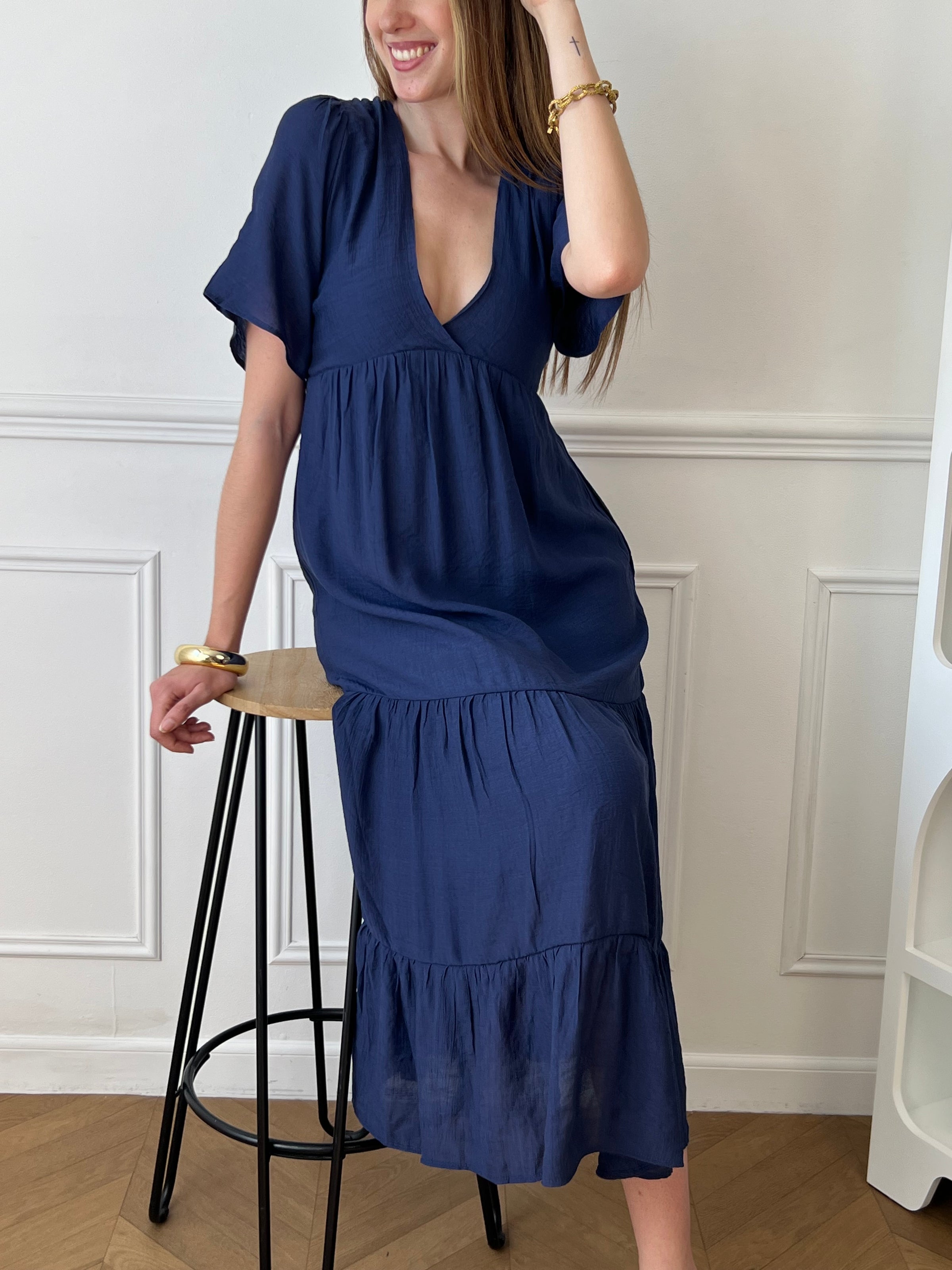 Langes, marineblaues Kleid: Aylan