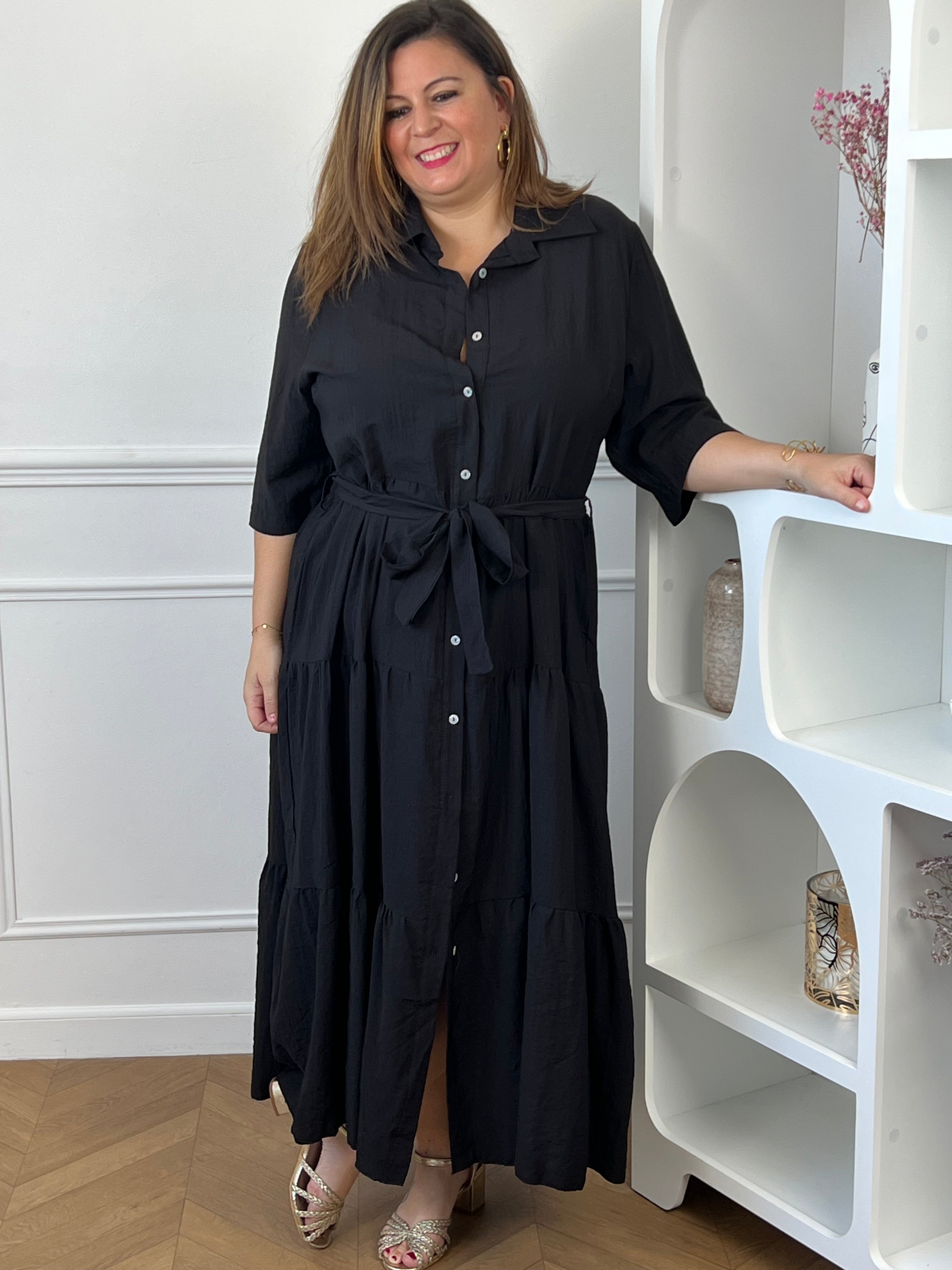 Robe longue noire grande taille : Emie