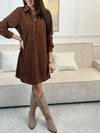 Robe velours courte marron : Cora
