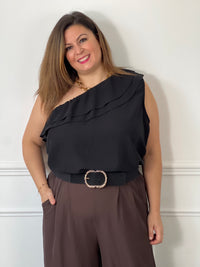 Top noir grande taille : Noha