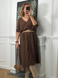 Robe longue marron en broderie : Venus