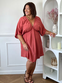 Robe courte terracotta grande taille : Irmy