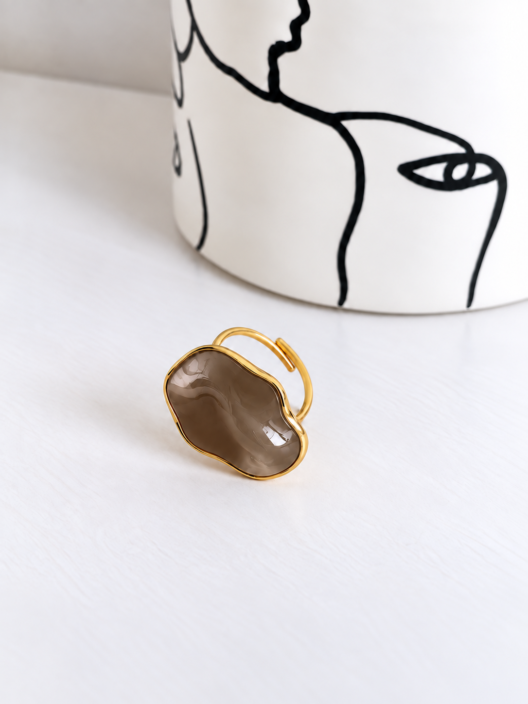 Bague marron et dorée : Liwen